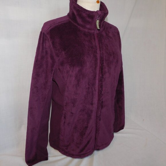 LL Bean Womens M Purple Plum Full Zip Fleece Plush Jacket Sweater - Picture 2 of 12